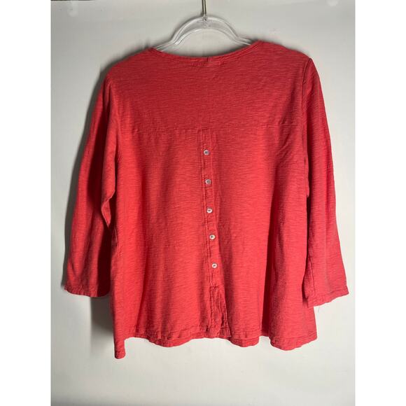 Cut Loose Cotton Linen Button Back 3/4 Sleeve T-shirt Scoop Neck Size Large - Picture 4 of 4